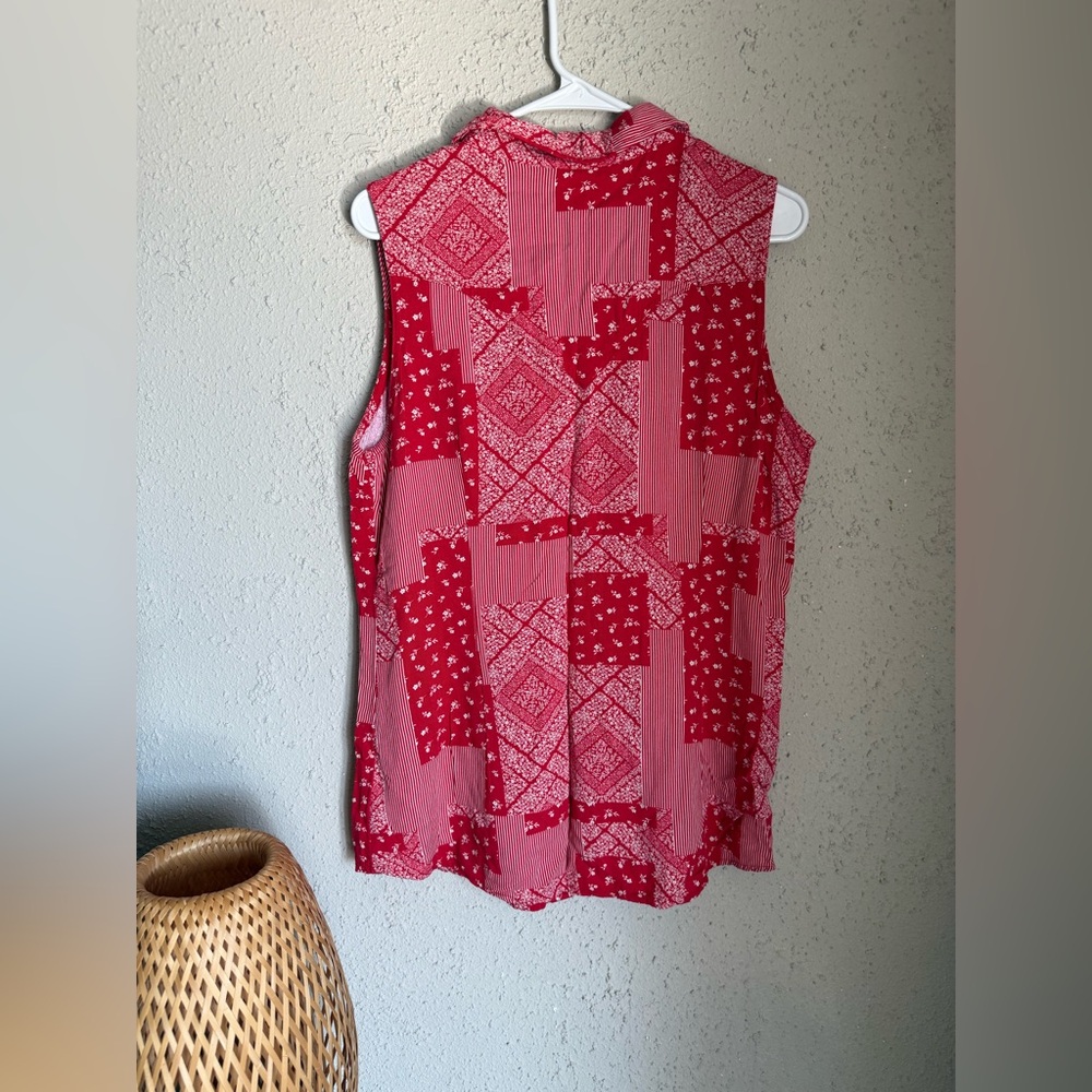 Wrangler Red Patchwork Button Up Tank - image 4